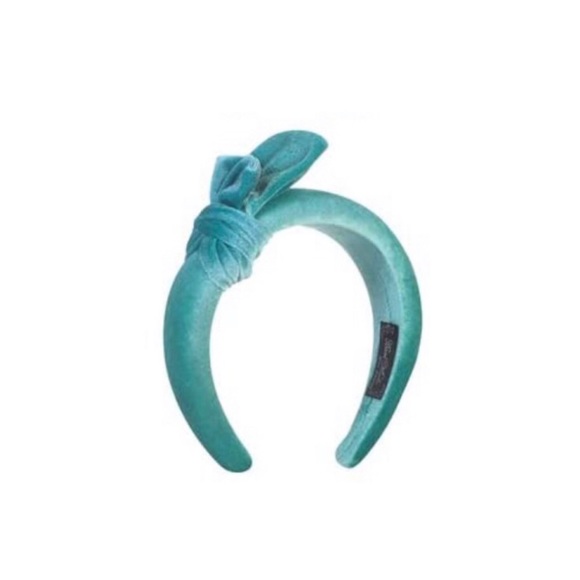 Velvet Padded Bow Headband - Aqua Blue - Picture 3 of 3
